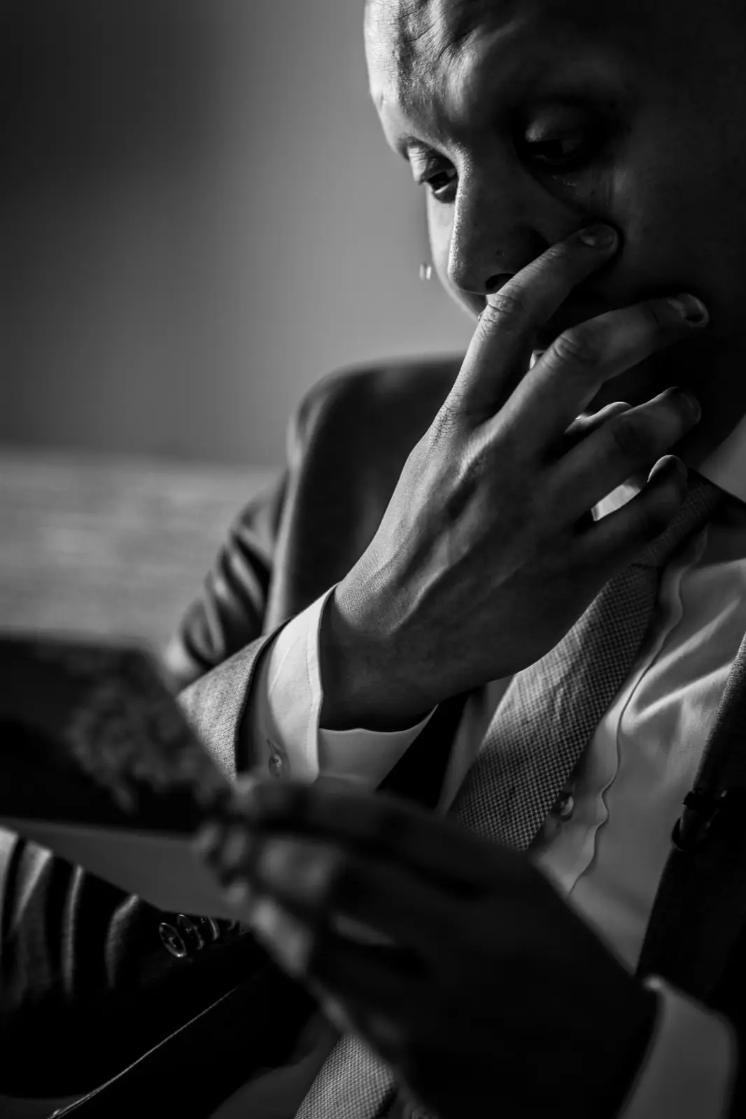 A wedding moment photographed vertically